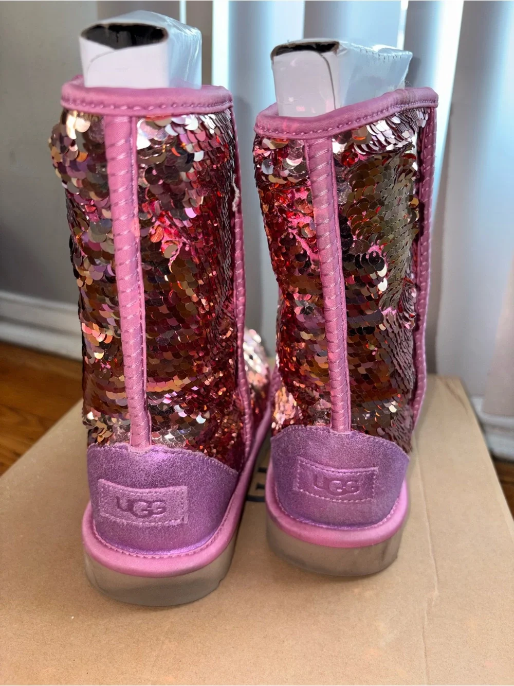 UGG Pink Sequin Mid-Calf Boots
